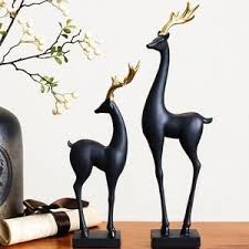 Deer Figurine Home Decoration Sculpture Art Clay Wall Art Art Carved