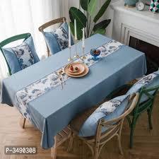 Finesse Blue Polyester Table Cover Dining Table Cloth Table Cloth Wholesale Home Decor