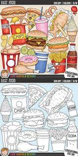 Junk Food Clip Art And Line Art Bundle Fast Food Includes 24 Junk Food Clipart Illustrations Created From My Original Hand Food Artwork Food Clips Junk Food