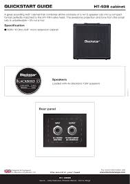 Guitar cabinet | product code: Blackstar Amplification Ht 408 Manualzz