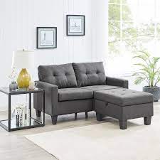 Get the best deal for ottoman loveseats from the largest online selection at ebay.com. Amazon Com Good Gracious Sectional Sofa Set 57 L Shaped Couch Chaise Polyester Fabric Loveseat Furniture With Reversible Storage Ottoman For Apartment Office Living Room Bedroom Small Space Dark Grey Kitchen Dining