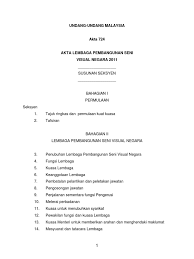 Lembaga pembangunan seni visual negara, no. Akta Balai Seni Visual Negara 1959 Akta 516