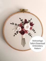 / sticken und stickmuster sind international. Stickvorlage Blumenstrauss Spring Bouquet Embroidery Pattern Zum Ausdrucken Stickbild Stickereikunst Handstickstiche Sticken