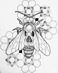 Aesthetic Black And White Geometric Animal Drawings Geometric Dotwork Beeskull Mash Up Art Artsy Artist Bee Blxckink Blackwork Blackworks Blackworkart Blac Line Art Tattoos Bee Tattoo Insect Tattoo