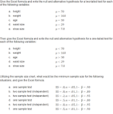 solved give the excel formula and write the null and alte