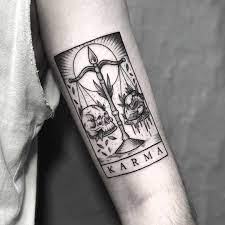 After working at ink assassins and managing it for a year, he became disillusioned with the street shop atmosphere and ego, as well as general disrespect for the client, he decided to open karma, eries first all custom tattoo studio. Karma Tarot Card By Lozzy Bones Tattoogrid Net