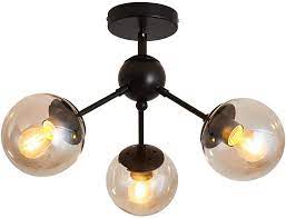 Picking the right ceiling flush mount lights can have a huge impact on the rooms compared to other light fixtures such as table lamps and pendant lights, flush mount lighting can be much more unobtrusive and take up less. Uofus 3 Light Chandelier Black Semi Flush Mount Ceiling Light Fixture Glass Shade Modern Lighting For Hallway Kitchen Living Room Dining Room Bedroom Farmhouse Amazon Com