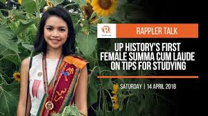 Productos de la marca cumlaude en shopalike descuentos tendencias compra online de forma segura. Rappler Talk Up History S First Female Summa Cum Laude On Tips For Studying Youtube