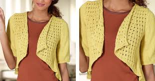 Collection of favorite knit stitch patterns, with easy level patterns, intricate lace eyelet, brioche textures, cable stitches and more! Eyelet Swing Knit Cardigan Free Knitting Pattern