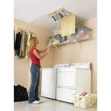 Compact Small Spaces Aluminum Attic Ladder At Menards Attic Storage Attic Flooring Attic Renovation