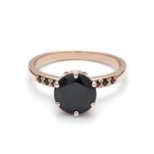 Hazeline Black Diamond Black Stone Ring Engagement Delicate Gold Ring Black Gold Jewelry