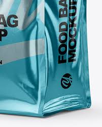 Glossy Metallic Food Bag Mockup In Bag Sack Mockups On Yellow Images Object Mockups