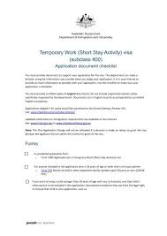 A cover letter can also help you make a generic resume appear more tailored for t. Temporary Work Short Stay Activity Visa Subclass 400