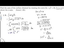 Find The Area Of The Surface Obtained By Rotating The Curve 9x Y2 18 Surface Curve Rotating
