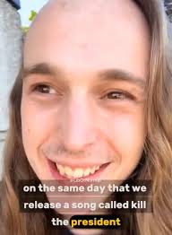 This guy has a punk rock "BAND" out of Portland, Oregon, that just released  a song called "K-ll The President." The song is actually real and its