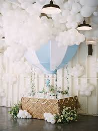 Birthday Cake Table Decoration With Balloons Sky Themed 1st Birthday Party Birthday Balloon Installation 100 Layer Cake Wedding Balloons Wedding Balloon Decorations Hot Air Balloon Baby Shower Theme