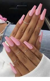 Use the fine brush in the purple polish and outline the triangles. Long Acrylic Pink Nails Inspiring Ladies Pink Acrylic Nails Wedding Acrylic Nails Best Acrylic Nails