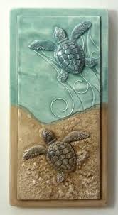Decorative Tile Ceramic Art Tile Magic Couple Baby Sea Etsy Tile Art Turtle Wall Art Sea Turtle Wall Art