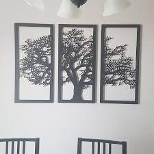 Tree Of Life 3 Pieces Metal Wall Art Modern Rustic Wall Decor Living Room Home Decor Christmas Gifts Bedroom Decor Metal Wall Signs In 2021 Black Metal Wall Art Metal Tree