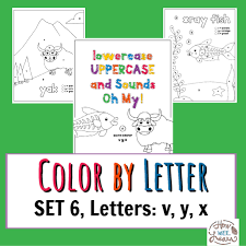 123 things big & jumbo coloring book: Worksheets For Kindergarten And Preschool Color By Letter Coloring Pages Set 6 Letters V Y X How Wee Learn
