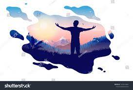 Dream Freedom Man Standing Beautiful Dreamy Stock Vector (Royalty Free)  1703614843 | Shutterstock
