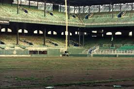 a collage of old comiskey park from this seat