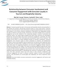 Malaysia has some of the most relaxed foreign property ownership regulations in southeast asia. Pdf Relationship Between Consumer Involvement And Consumer Engagement With Consumer Loyalty In Tourism And Hospitality Industry