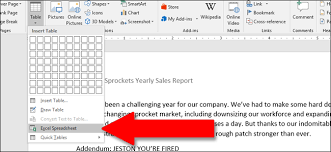 Comment Utiliser Des Feuilles De Calcul De Style Excel Dans Microsoft Word Microsoft Word Calcul Feuille De Calcul