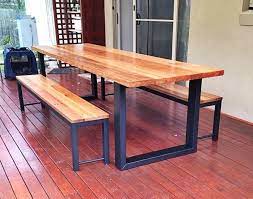 Recycled Timber Dining Table Messmate Steel Fab Hoop Legs Opt Bench Seats Timber Dining Table Dining Table Design Outdoor Dining Table
