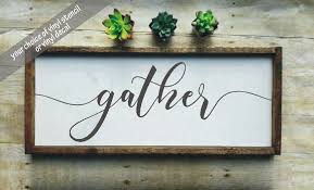 Farmhouse Style Gather Decal Gather Vinyl Decal Diy Gather Etsy Vinyl Decal Diy Farmhouse Signs Diy Vinyl Signs