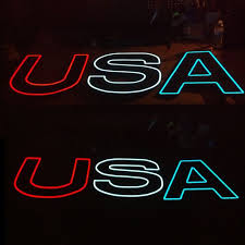 Custom Light Up Signs Totally Portable Battery Powered Custom El Wire Usa Sign We Made For A Customer M Custom Light Up Signs Light Up Signs El Wire Sign