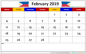 February 2019 Calendar Philippines 2019 Calendar Personal Calendar Calendar