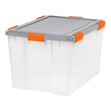 Home storage bins and baskets. Iris 74 Qt Weathertight Storage Bin In Clear 110588 The Home Depot