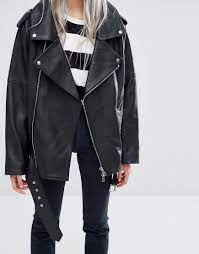 Image 3 Of Weekday Press Pack Oversize Off The Shoulder Leather Jacket Leather Jacket Leather Jacket Style Jacket Outfits