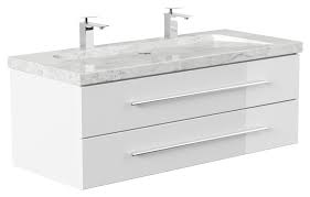 Nos meubles s'accorderont parfaitement à la décoration de votre salle de bain. Meuble Sdb Damo Blanc Brillant Avec Double Vasque En Marbre Carrara White 130cm Meuble Salle De Bain Double Vasque Meuble Salle De Bain Emotion 24 Fr