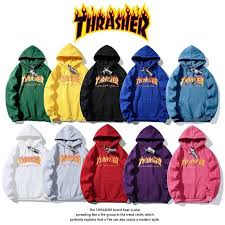 Satin Al 19ss Hip Hop Uzun Kol Kapsonlu Hoody Erkek Hoodies Sweatshirt Thrasher Alev Klasik Giyim Arti Kadife Kapsonlu Giyim Yazdir Tl147 83 Tr Dhgate Com