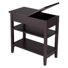 Amazon Com Homfa Flip Top Open End Table With 2 Tier Storage Shelf Wooden Side Table Narrow Bedside Corner Couch Wooden Sofa Wooden Side Table Storage Shelves