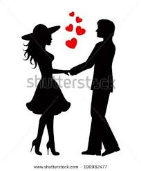 Silhouettes Of Loving Couple Black Against White Background Stock Vector Silhouette Black And White Painting Love Illustration