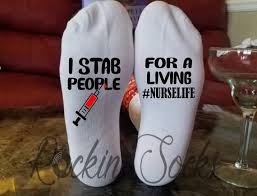 Funny Nurse Gift Nurse Socks I Stab People For A Living Etsy Funny Nurse Gifts Nurse Gifts Nurse Socks