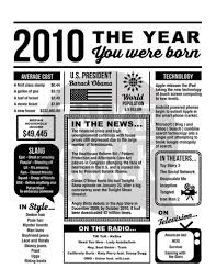 2010 The Year You Were Born Printable 10th Birthday Etsy In 2020 Birthday Poster Birthday Printables Birthday Sign