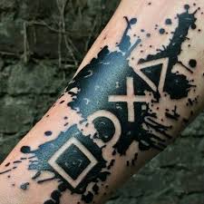 Assassin's creed logo by ramaru9 on deviantart. Playstation Tattoo Love It I Would Have The Symbols In Colour Though Gaming Tattoo Gamer Tattoos Playstation Tattoo
