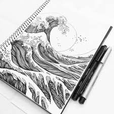 Classic Waves Pen Art Sketch Book Sketches