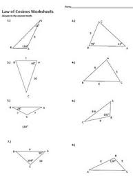 Sin And Cosine Worksheets Law Of Cosines Triangle Worksheet Law Of Sines