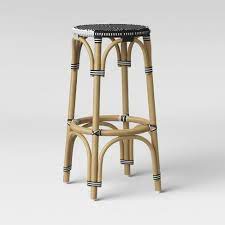 Stylish bar stools provide a sense of authenticity and comfort to your home bar or kitchen counter experience. Perry Rattan Backless Woven Barstool Black White Threshold Target