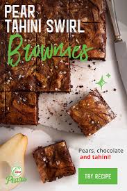 Pear Tahini Swirl Brownies Recipe Desserts Dessert Recipes Brownie Recipes