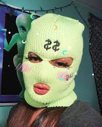 She had a military headset over the cap, grey treble clefs on the speakers and the microphone positioned in front of her mouth. Girls In Ski Masks Girls In Ski Masks In 2021 Gangster Girl Thug Girl Girl Gang Aesthetic