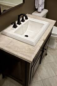 The stone resin countertop sink is a unique blend of the clean and durable composition. Travertine Vanity Top Diy Tiled Countertop Bathroom Bathroom Sink Diy Diy Bathroom Vanity