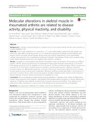 Molecular Alterations In Skeletal Muscle In Rheumatoid Arthritis Are Related To Disease Activity Physical Inactivity And Disability Topic Of Research Paper In Clinical Medicine Download Scholarly Article Pdf And Read For