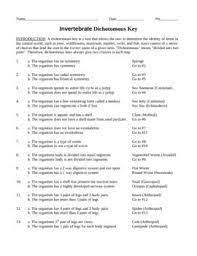 Since invertebrates are small, there are two different body plans. Invertebrate Dichotomous Key Worksheet With 14 Animals Dichotomous Key Biology Textbook Printable Worksheets