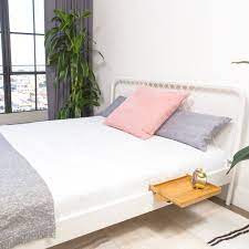 bedshelfie modern bamboo bedside shelf space saving floating nightstand in natural bamboo small bedroom woman bedroom bedroom decor